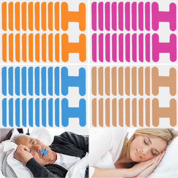 80 stycken munplåster Sovmuntejp Sömn, muntejp för sömn H-Shape Anti-snarkning munplåster för utvecklade näsandningsvanor 1 set