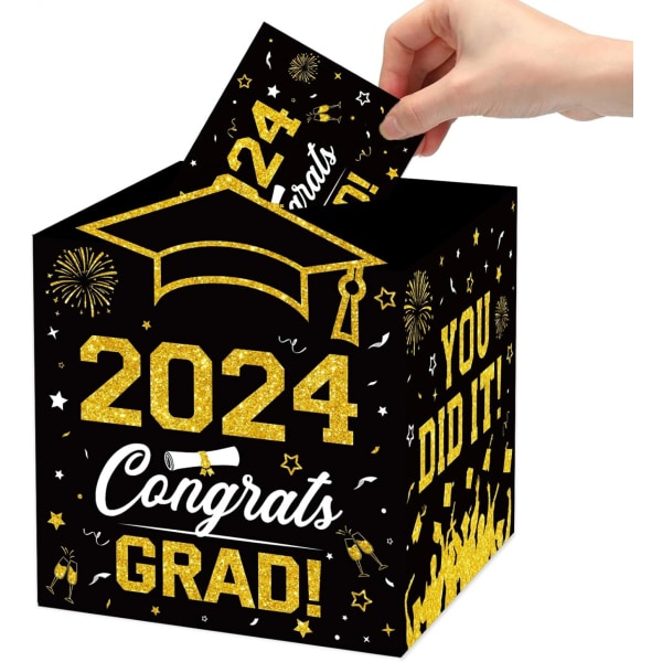 Klasse av 2024 eksamenskortboks - gratulerer gradskortholder og gaveeske for videregående skole/høyskole-festdekorasjoner