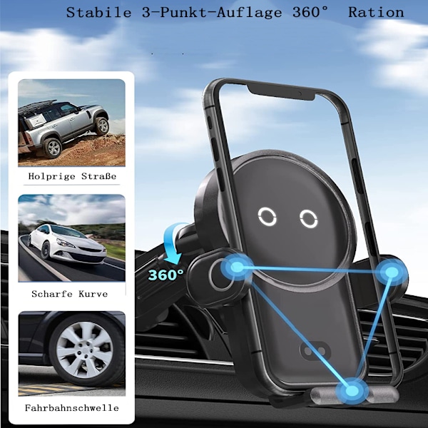 Trådløs billader, 15 W, hurtiglading, Kharly bil mobiltelefonholder, smart sensor, automatisk klemming, astronaut mobiltelefonholder,