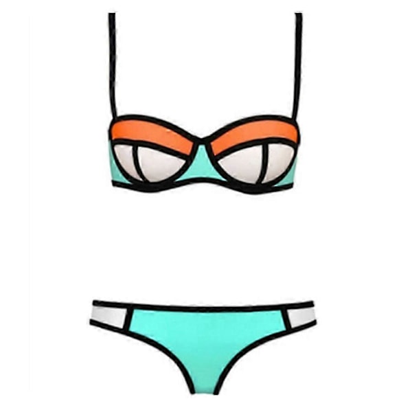 Sommarrea Bikini Set Trendig Kromatisk Färg Sexig Linne Baddräkt L orange L