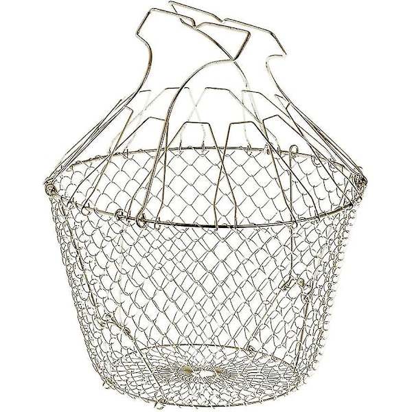 Sommer Hot Sale Sammenklappelig salatslynge med afstivere - Rustfrit stål - Nem opbevaring - Skånsom centrifugering - 22,5 cm