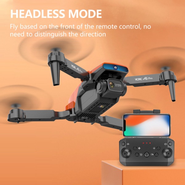 A6 Pro Drones GPS WIFI FPV 4K HD Camera 3 Akkulla Taitettava Selfie RC Quadcopter Orange