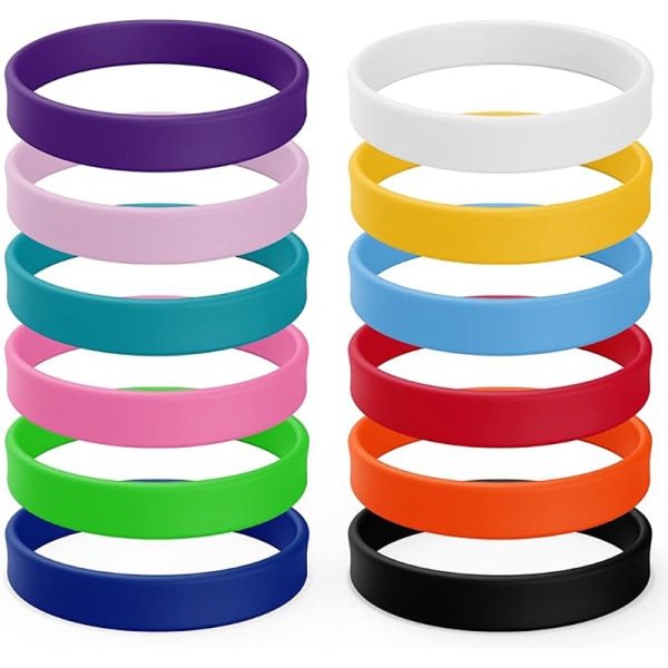 12 STK silikonarmbånd ensfarget silikonarmbånd stretch armbånd for kvinner Menn Tenåringer gaver (12 farger blandet) 12pcs one size