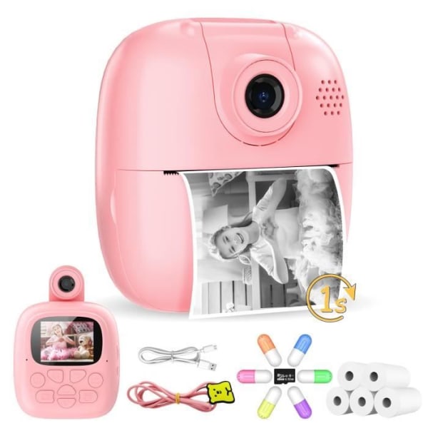 Omedelbar kamera för barn - YANX - Dubbel kamera - Omedelbar utskrift - 32G - Rosa