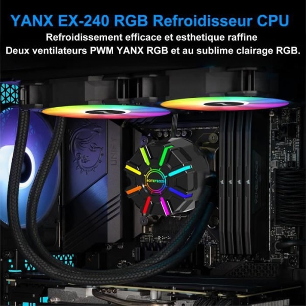 Vattenkylning - YANX - 240 mm RGB Kylare - Vattenkylning AIO-processor (Intel &amp; AMD) - Svart