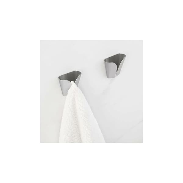 Børstet Sølv V Håndklædeklemme 2 stk. Dobbelt Blad Greb Krog Klæbende Montering Klemme Design 2 Stk.
