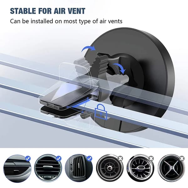 Bil Magnetisk Trådløs Opladerholder Qi Kompatibel Ventilationsclips 360 Sort Hvid