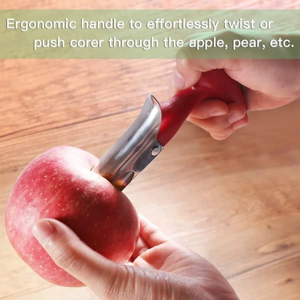 Omenapora 304 ruostumatonta terästä, sahalaitainen terä, ergonominen ABS-kahva, punainen Apple Corer 304