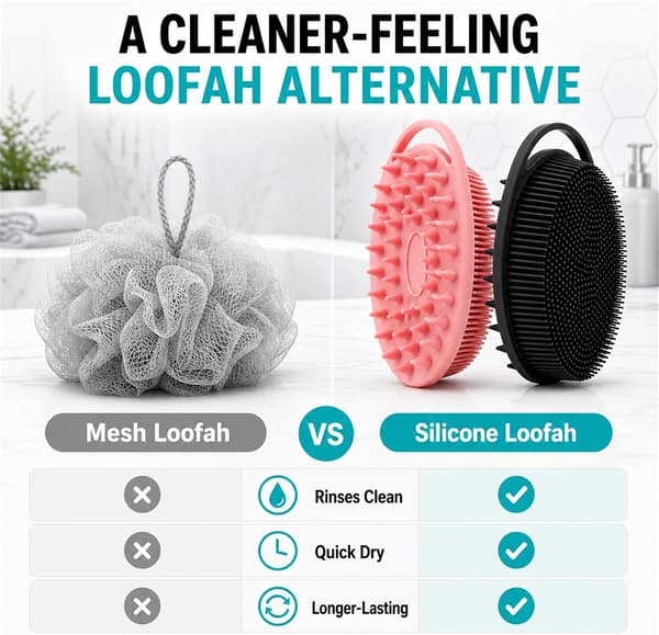 Silikone kropsskrubbere 2-pak, sort og pink, dobbeltsidede krops- og hovedbundsmassagebørster 2 Pack Silicone