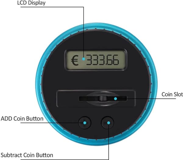 Digital LCD Myntbank 1 stk Teller Spargris Gjennomsiktig 2 AAA-batterier