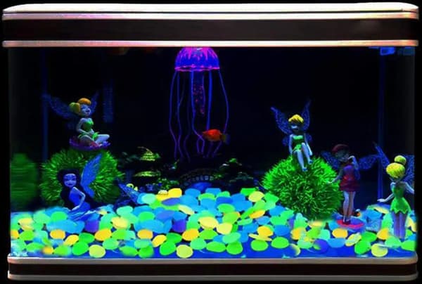 100 färgglada glödstenar, lysande stenar, fluorescerande stenar, dekoration för akvarium, trädgård, barnrum