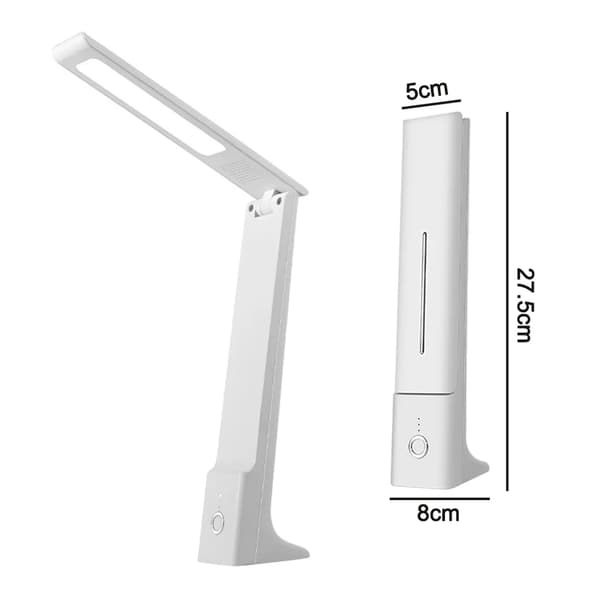 Genopladelig LED-bordlampe 3 tilstande Touch Sammenfoldelig Kompatibel med Hjemmekontor Studie Hvid