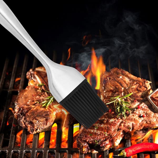 Silikon rustfritt stål oljebørste Kjøkken BBQ Baking Matlaging 20x4cm Gull 1 stk
