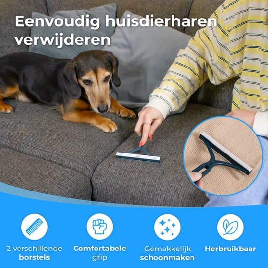 Blå kjæledyrhårfjerner, silikonbørstehode, for katter og hunder, gjenbrukbar