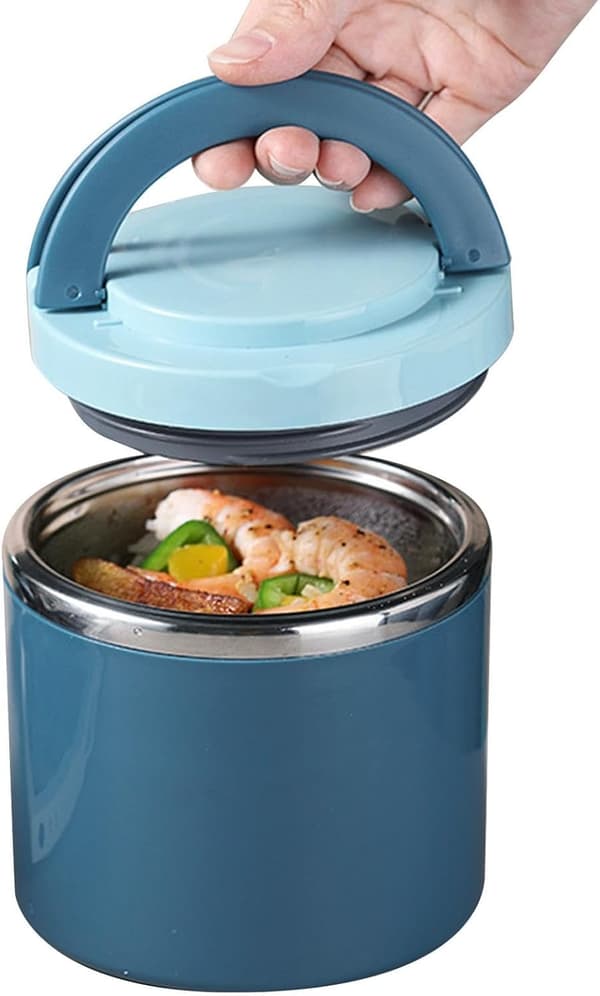 1 stk - Isolert matbeholder, 630 ml stor kapasitet suppebeholder i rustfritt stål blauw 1 stuk -