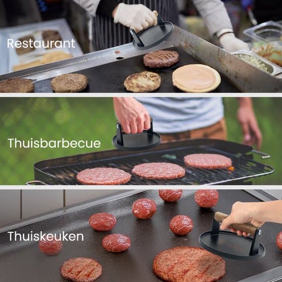 Smash Burger Press, 17,5 cm, Varmebestandig 230°C, Sort, BBQ