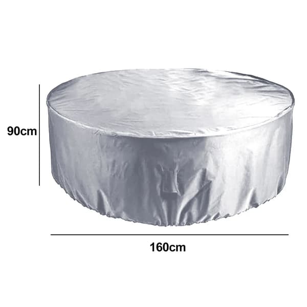 Pyöreä terassipöydän suojus 1 kpl 160x90cm hopea polyesteri ulkokalusteet UV