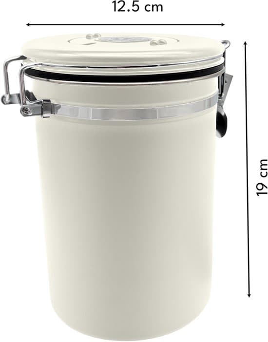 Creme/hvid kaffeopbevaringsbeholder, 1,8L, med låg