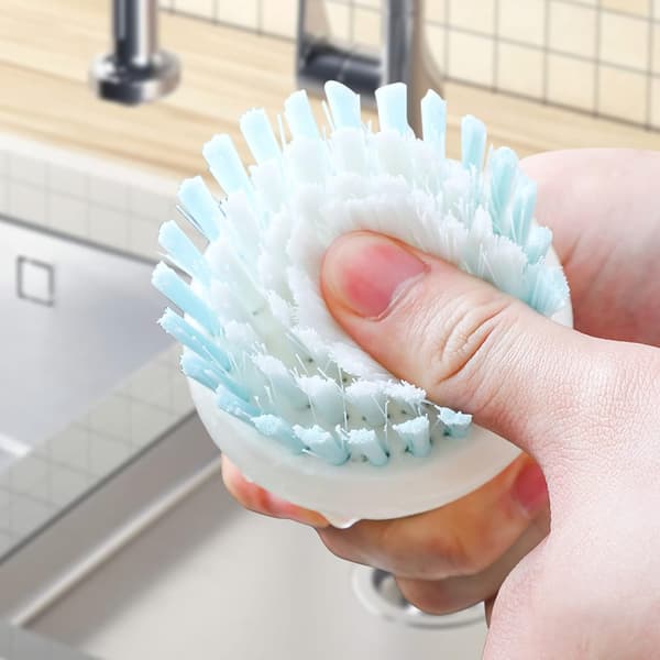 Håndflade opvaskebørster 2-pak, ergonomisk greb, stive nylonbørster til vask, gryder og pander Dish Scrub Brush,Ergonomic