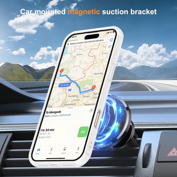 Kompatibel med iPhone 17 Pro-deksel med stativ, gjennomskinnelig, magnetisk ringstativ SKYLMW Compatible with