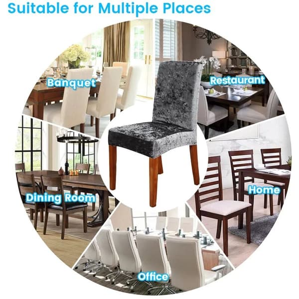 Universella stolsöverdrag 4-pack stretch sammet mörkgrå rygg 50-60cm sits 36-50cm