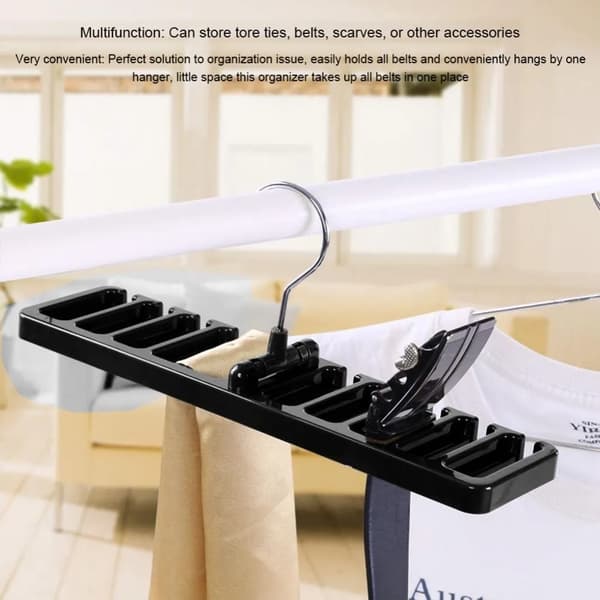 Slipsbælte Organizer Bøjle Skabspladsbesparende Plast 30,5x7,3cm Sort 1 stk