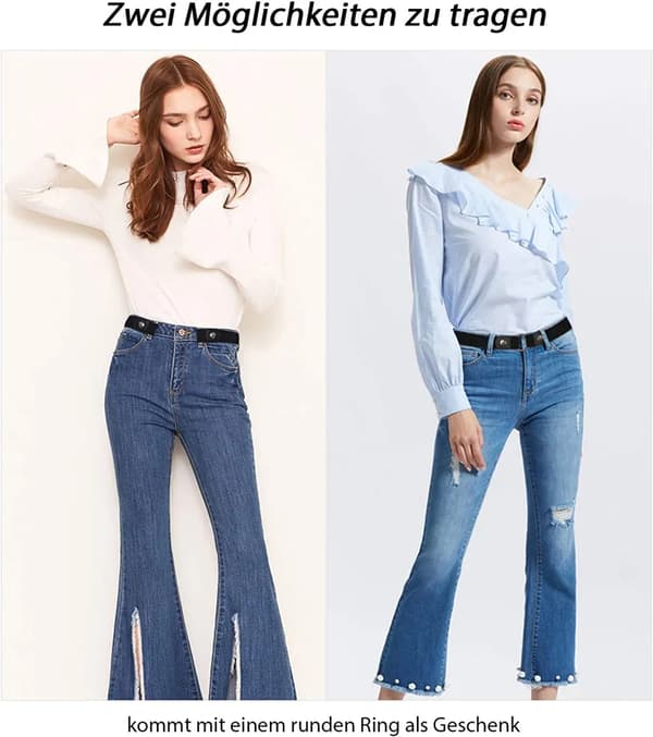 Dame elastikbælte, spændefrit usynligt bælte til jeans og bukser, justerbart strækbart taljebælte