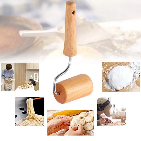 Liten L-formet kjevle 1 stk 7,8x4,4x19cm Ask Tre Rustfritt Stål Baking