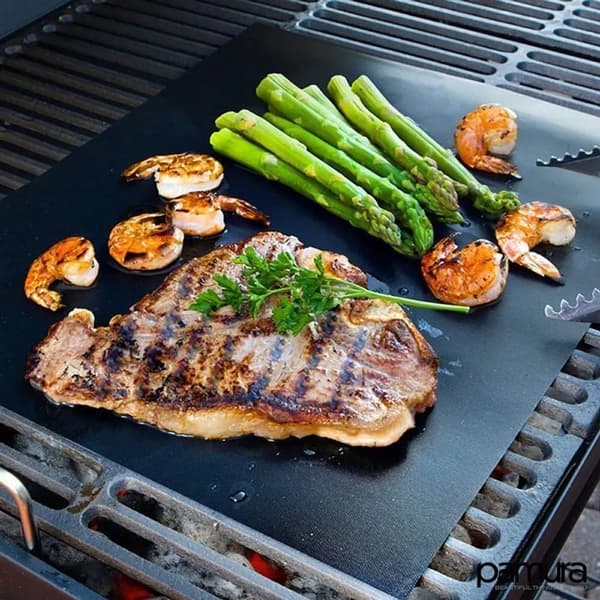 BBQ Grillmatte, Non-Stick Grillmatter, Bakematte for Kull & Baking, Gjenbrukbart Bakepapir, Slitesterk Bakfilm, 1* 40x33 cm