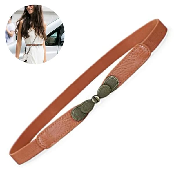 Vevd elastisk belte 1 stk 105x0.8cm Boho-stil Vintage metallspenne Svart Hvit Kamel