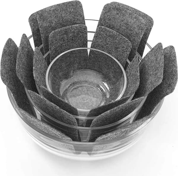 Grydebeskyttelsespuder 5 stk. 38 cm Anti-ridse Stabelseparator Filt Polyester Grå Sort