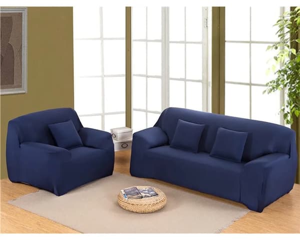 Elastisk sofatrekk 1/2-seter Polyester Elastan Stretch Sofatrekk Mykt Sofatrekk 1 Stykke (2-seter, Svart)