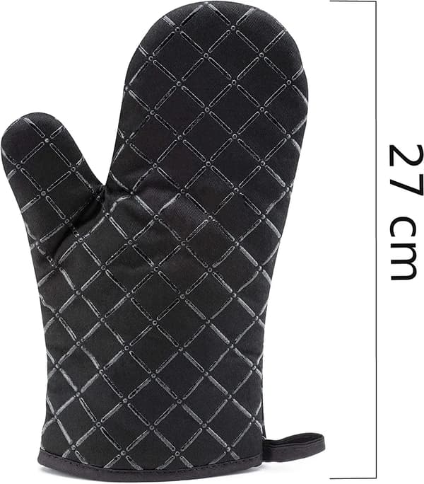 Skridsikre ovnhandsker 2 stk. 28×18 cm sort bomuld varmebestandig op til 250°C