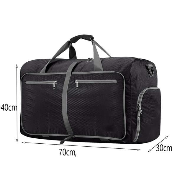 Sammenklappelig Rejsetaske 1 stk. 84L 70x40x30cm Nylon Letvægts Sammenfoldelig Sort