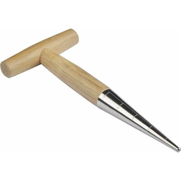 Traditionel løgplanter Dibber Hånd Dibber Kvalitetsstål 28 cm længde 3 cm maks. diameter Træhåndtag T-Bar 1 stk.