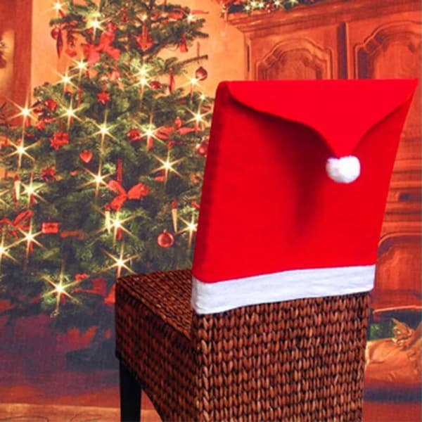 Julstolsöverdrag Röda Tomteluvor Stil 50x60cm 4st