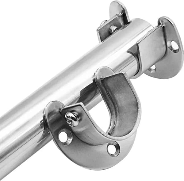 Garderobsrörsfäste, 2 silverfärgade garderobsstångsfästen med skruvar, U-formade (25 mm)