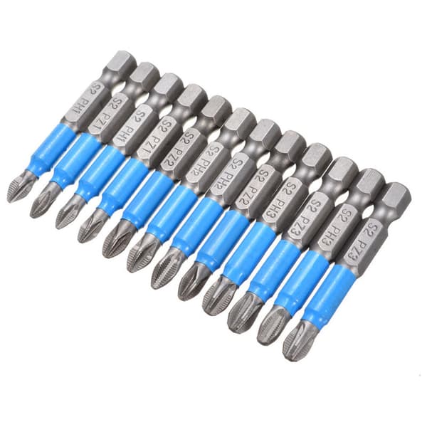 Phillips Bits 12-dele PH PZ 1/4 sekskantet skaft 50 mm magnetisk bore-skruetrækkerbitsæt