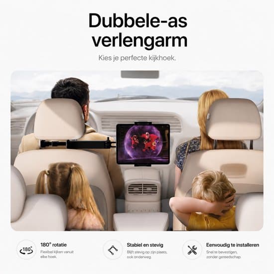 Bil Nakkestøtte Tablet Holder, 360° Rotation, Universal til 4.7-12.9\" Enheder, Sort Sounix Tablet Houder