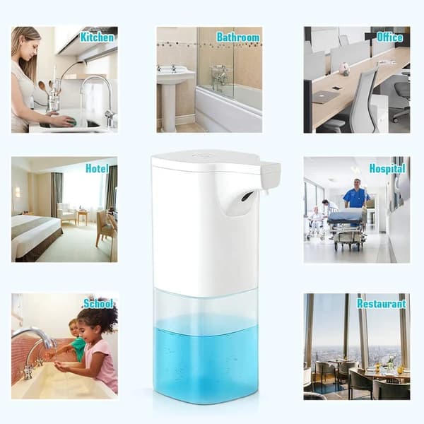 Automatisk skumsåpedispenser IR-sensor 350ml Hvit ABS IPX3 Krever 4 AA-batterier Bad Kjøkken