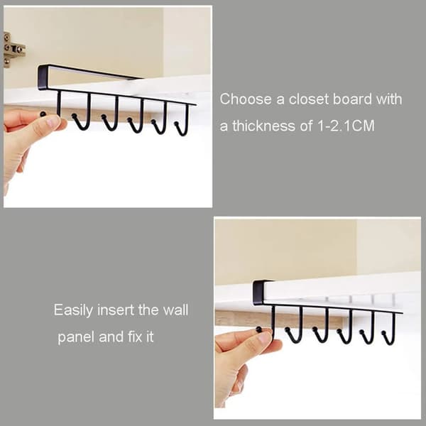 3 STK ABS Metal Krog Vægmonteret Holder Sort Køkkenopbevaring 3 pcs