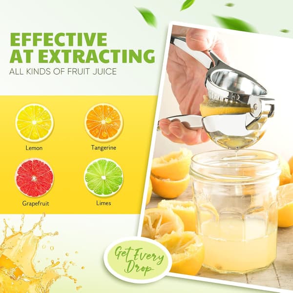 Stor 304 rustfri stål citronpresser, kraftig manuel citrus håndpresse til citroner og limefrugter Large