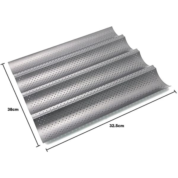 Baguettebageform Nonstick Perforeret Sølv 38.5x33.5x7.3 cm Bager 4 Franske Flutes