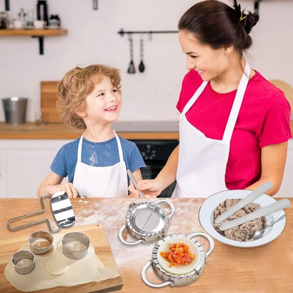 Dumplingformsett 6 deler 304 rustfritt stål Ravioli Cutter Bakverkspresse Verktøy