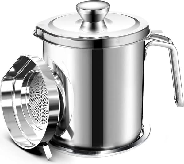 Oljebehållare Rostfri Oljekanna med Filter 2L