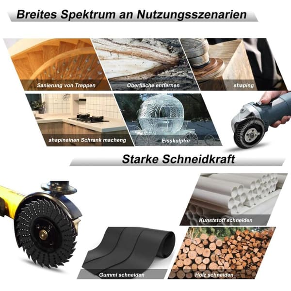 Vinkelsliber Træformningsskiver 125×22,2 mm Wolframcarbid 2 stk. til Træ Plast