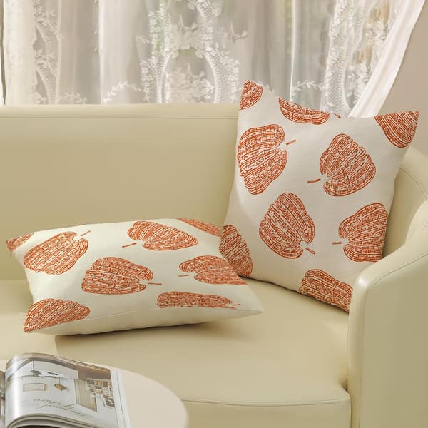 Höstbrända orange pumpamönstrade kuddfodral 18x18, set om 2 Set of 2