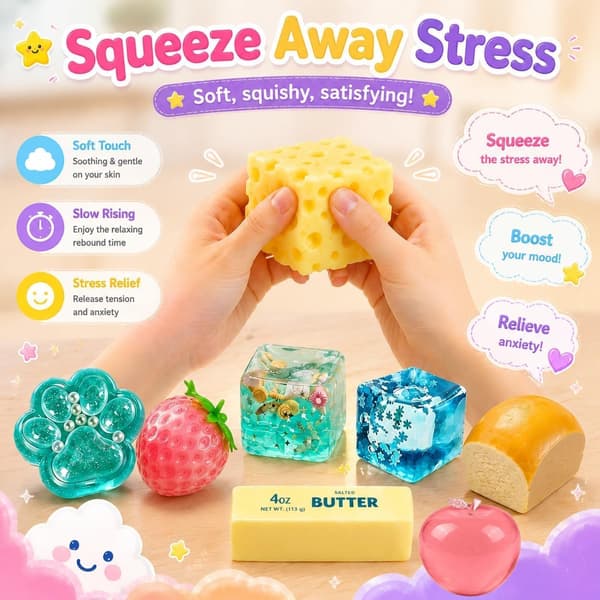 8-pack Squishy Fun Box Set Långsam Stigande Maltsocker Fidget Leksaker Skrivbordsdekoration Presentförpackning 8 Pack Squishy
