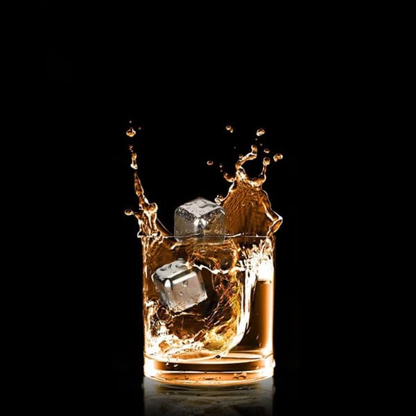 Whisky Sten Rustfrit Stål 8 Terninger med Tang Genanvendelig til Whisky Vodka Vin Cocktail