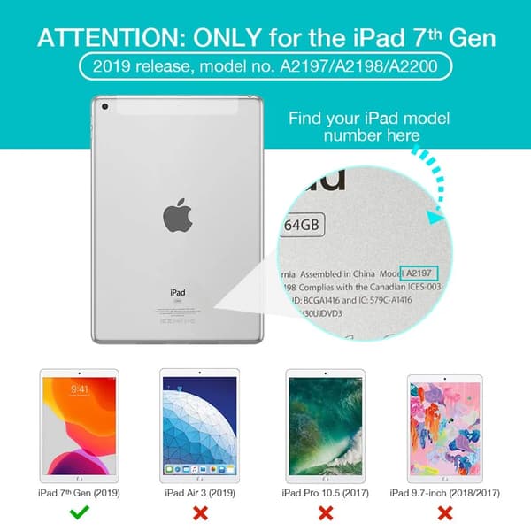 iPad 7. generation 10.2 etui Smart Sleep Wake Ultra Slim Multi-vinkel Stand Skal